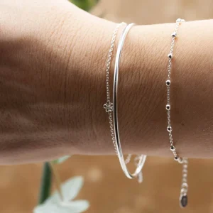 Best Faith Silverarmband tunn länk med kulor