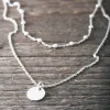 Outlet Faith Silverhalsband dubbel kedja med bricka