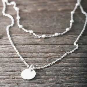 Outlet Faith Silverhalsband dubbel kedja med bricka