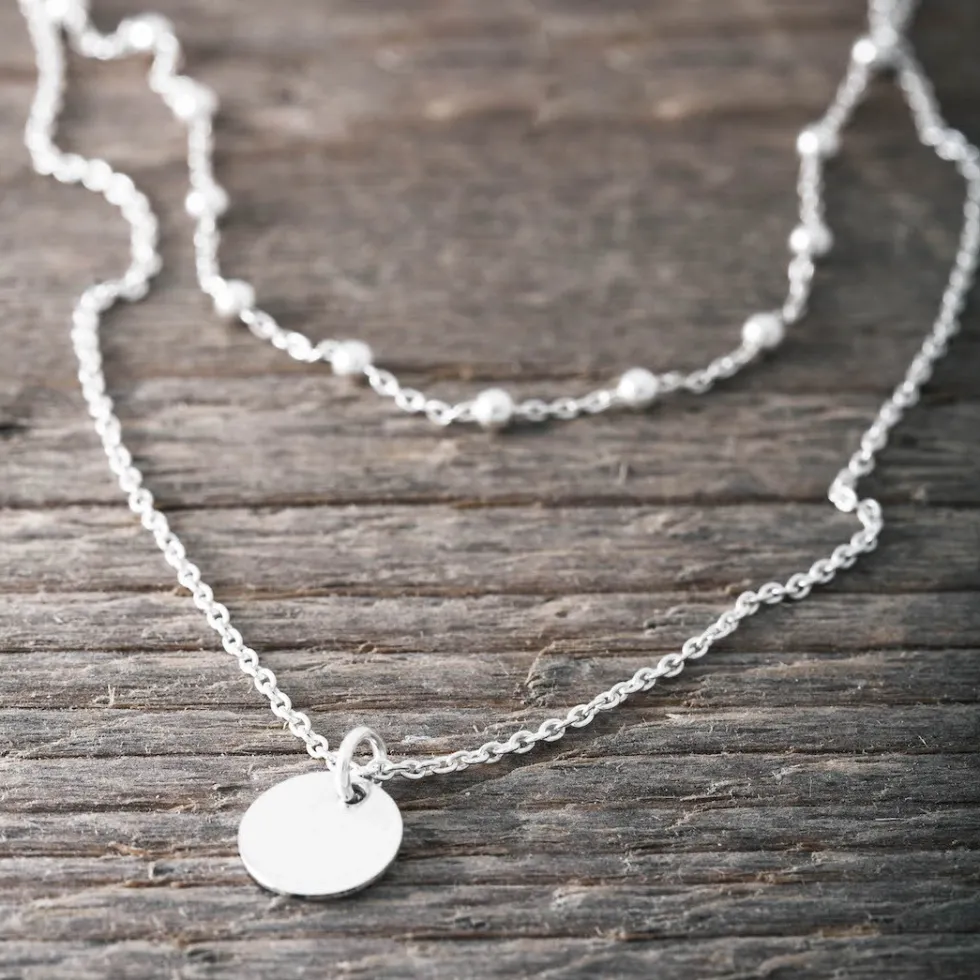 silverhalsband_dubbel_ked_0.webp Outlet Faith Silverhalsband dubbel kedja med bricka