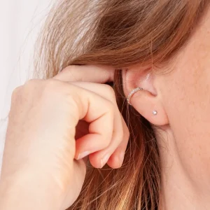 Fashion Faith Silverörhänge ear cuff med stenar