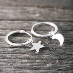 Discount Faith Silverörhängen creoler med stjärna/måne