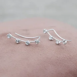 New Faith Silverörhängen ear climber stenar