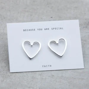 Clearance Faith Silverörhängen konturhjärta stor