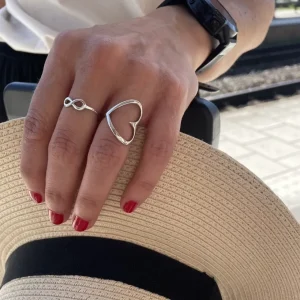 Fashion Faith Silverring stort konturhjärta