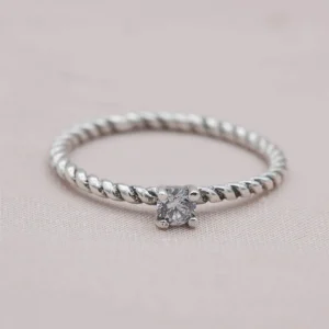 Discount Faith Silverring tvinnad oxiderad med c/z sten